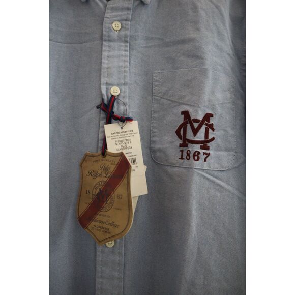Polo Ralph Lauren Men's Sz M Blue Morehouse Custom Fit Oxford Button Up - Picture 6 of 13